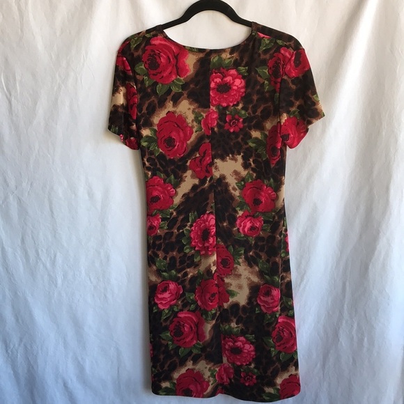 White Stag easy care stretch knit dress with rose print, size M (8/10) - Picture 4 of 9